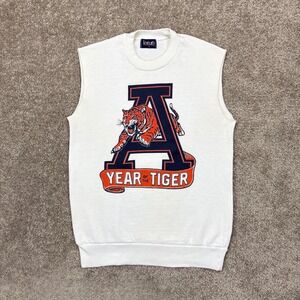 Vintage 80s Auburn Tigers Sleeveless Sweatshirt Vest Small